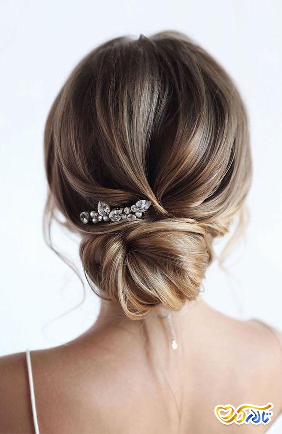 شینیون ساده و کلاسیک برای عروس