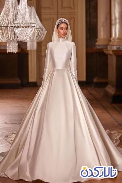 لباس عروس ساتن مدل A-line