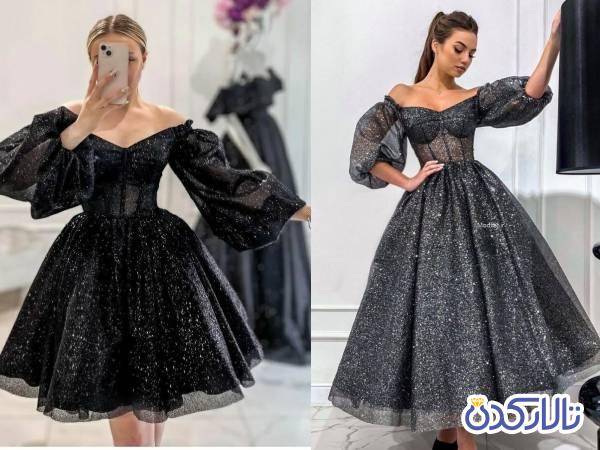لباس مجلسی دخترانه کوتاه عروسکی مشکی