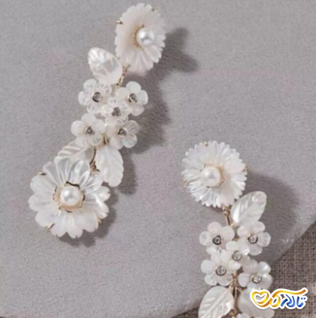 گوشواره مروارید طرح گل