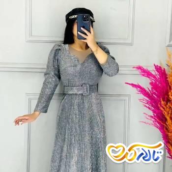 لباس مجلسی آستین دار یقه دلبری