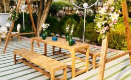 فضای باز و چیدمان باغ تالار دانش
