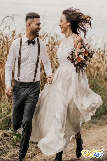 عکس های عروس و داماد در باغ با ژست های متنوع