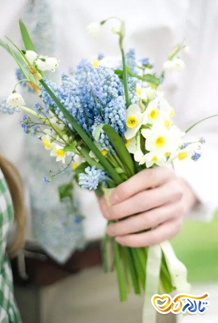 دسته گل نرگس برای عروس