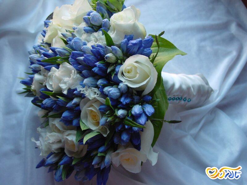 دسته گل عروس آبی